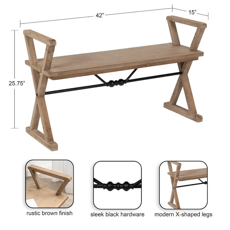 Kate and Laurel Travere Wood Bench