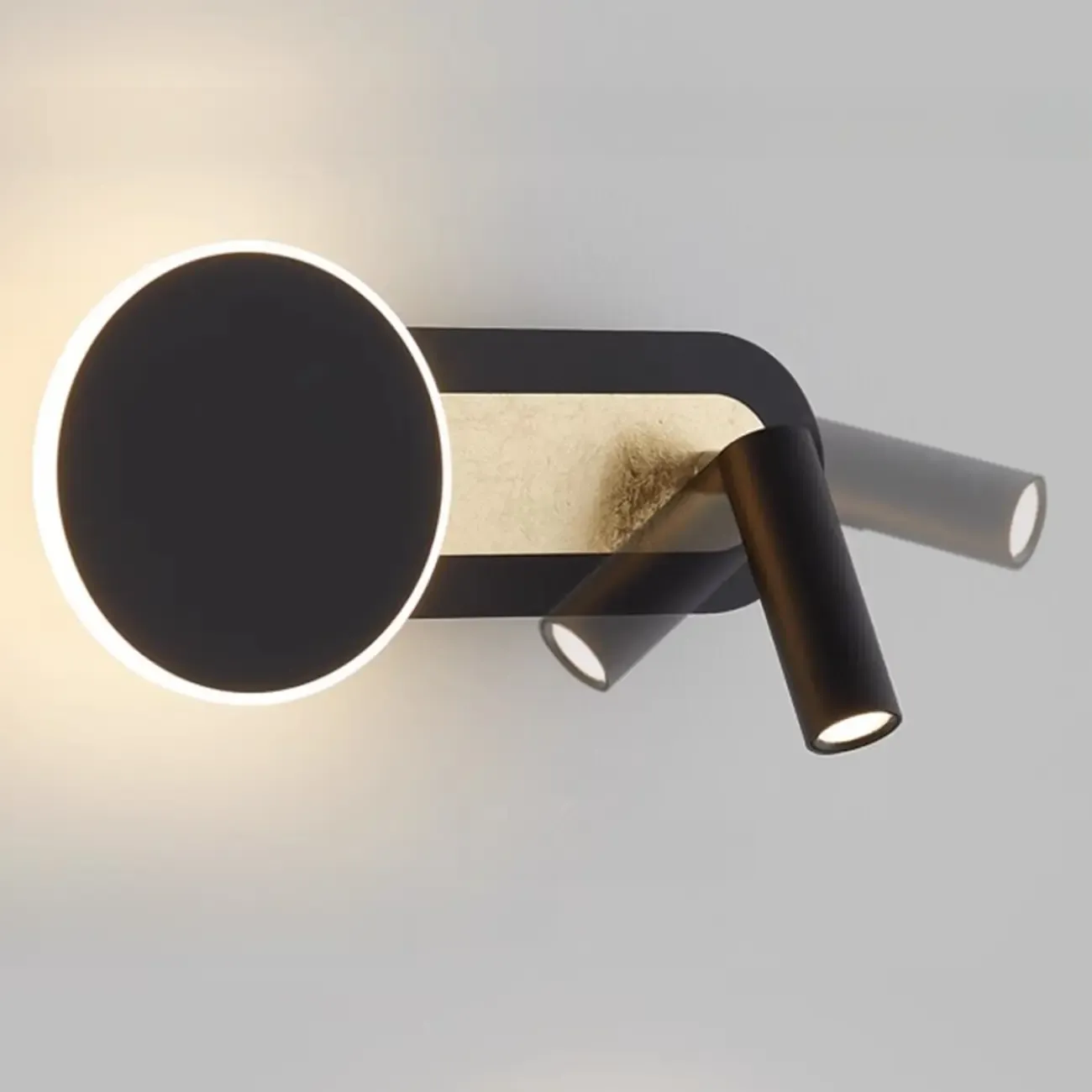 Mini Geometric 2-Light Black-Gold Wall Sconce in Rotatable