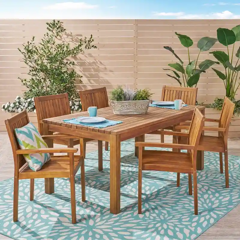 Wiloson Outdoor 7 Piece Acacia Dining Set by Christopher Knight Home