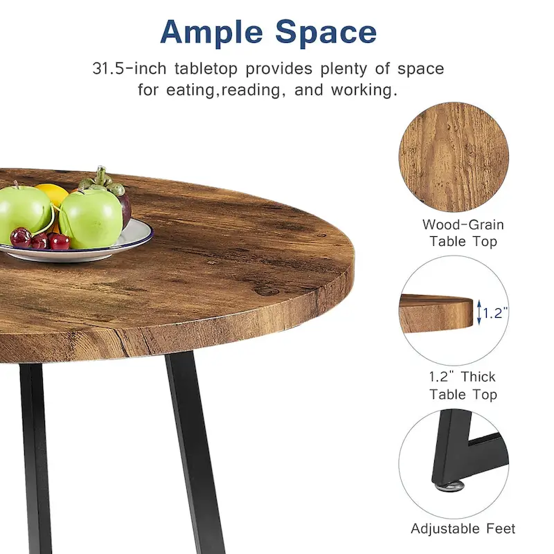 Javlergo 31.5 Round Dining Table Modern Leisure Table with Metal Leg