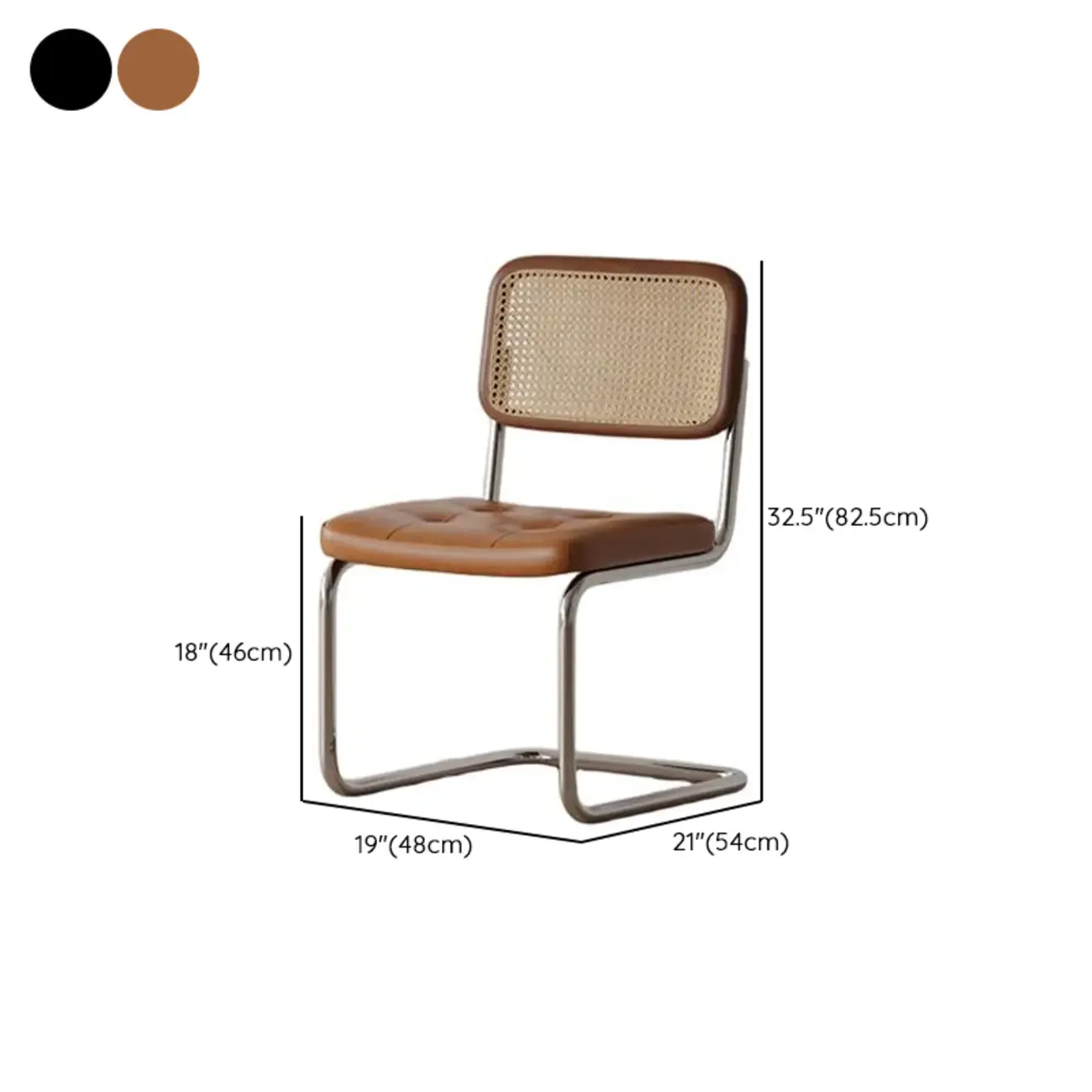Scandinavian Tufted Leather Armless Dining Chair