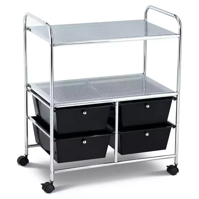 Costway 4Drawer Rolling Storage Cart shelf Scrapbook Paper Office School Organizer BlackWhite