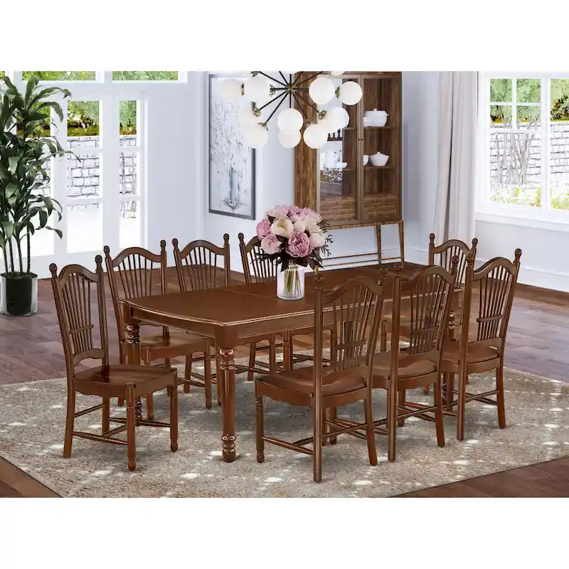 East West Furniture Modern Dining Table Set- a Rectangle Wooden Table and Dining Room Chairs, Mahogany (Pieces Option)