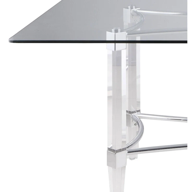 Somette Rectangular 5-Piece Glass Dining Set with Acrylic High-Back Side Chairs