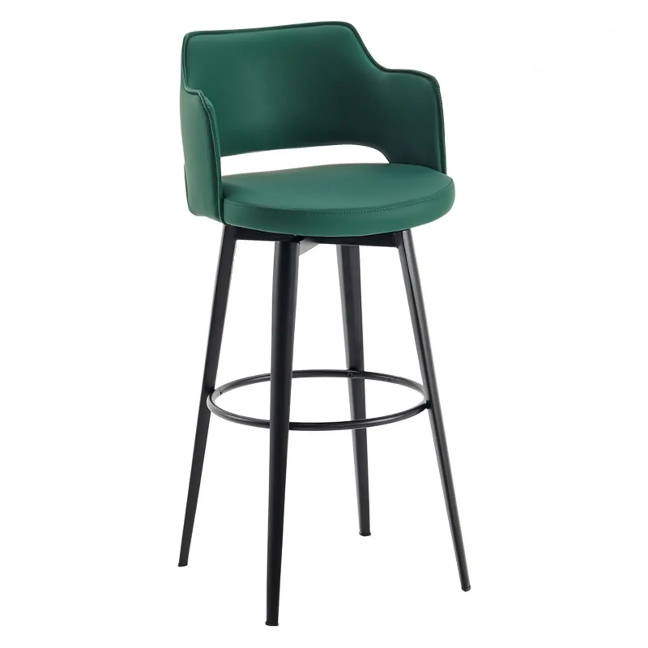 Mid-Century Modern Upholstered Bucket Seat Swivel Bar Stools