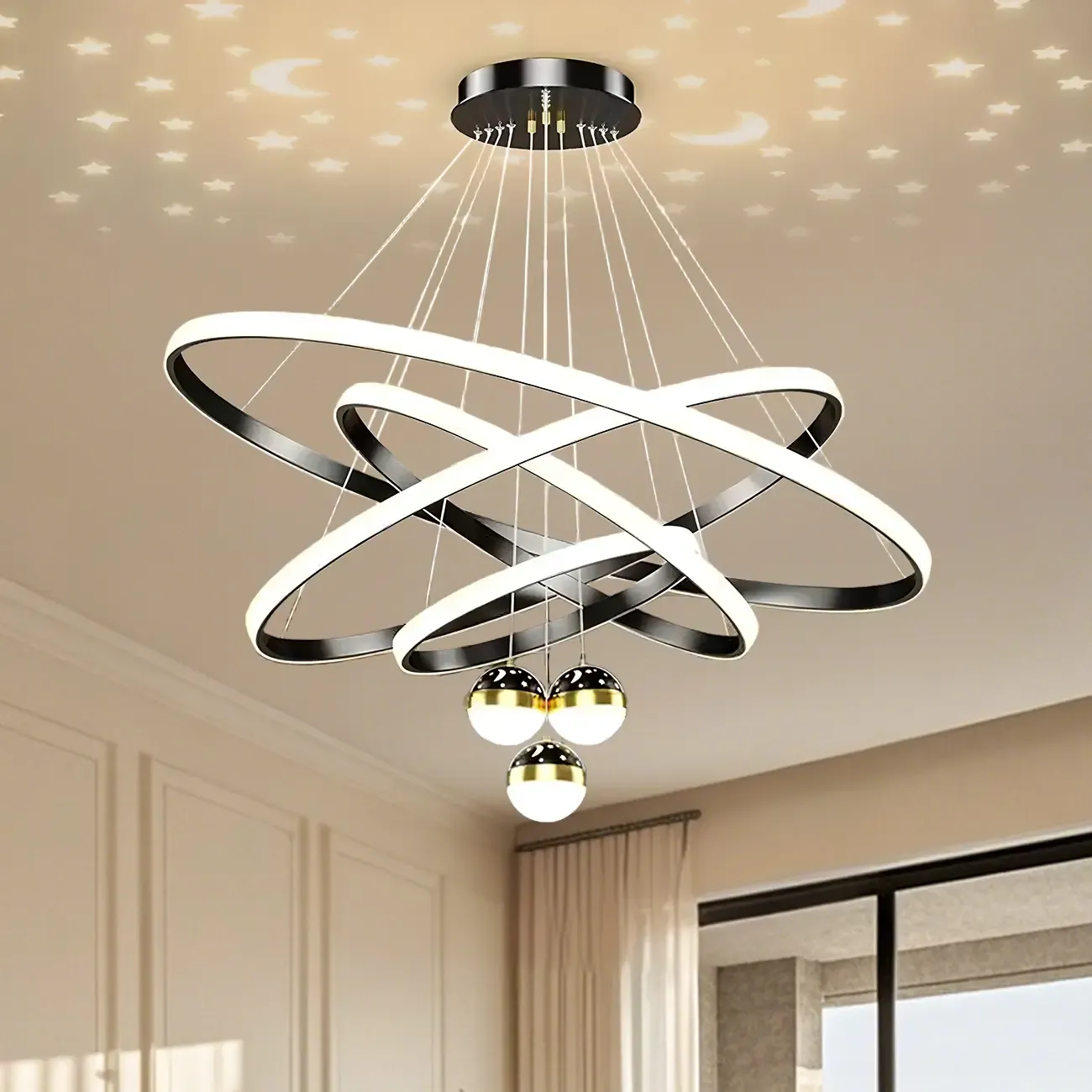 Circle Modern LED Starry Projection Chandelier