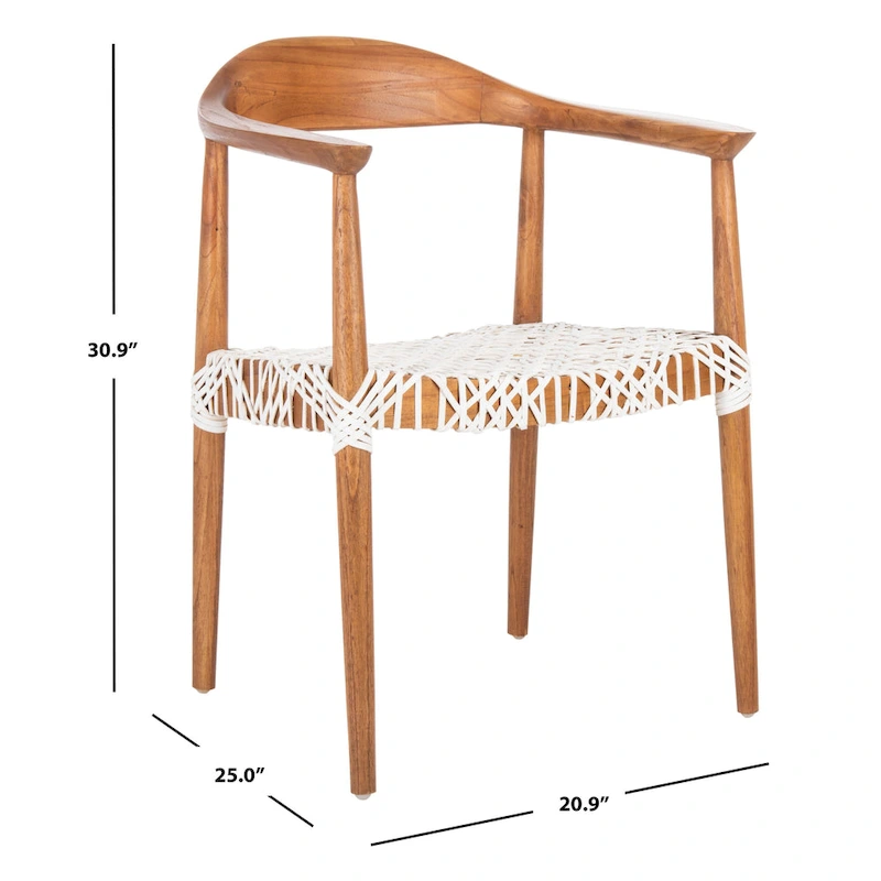 SAFAVIEH Therese Leather Woven Accent Chair - 25 W x 20.9 L x 30.9 H - 25Wx21Dx31H