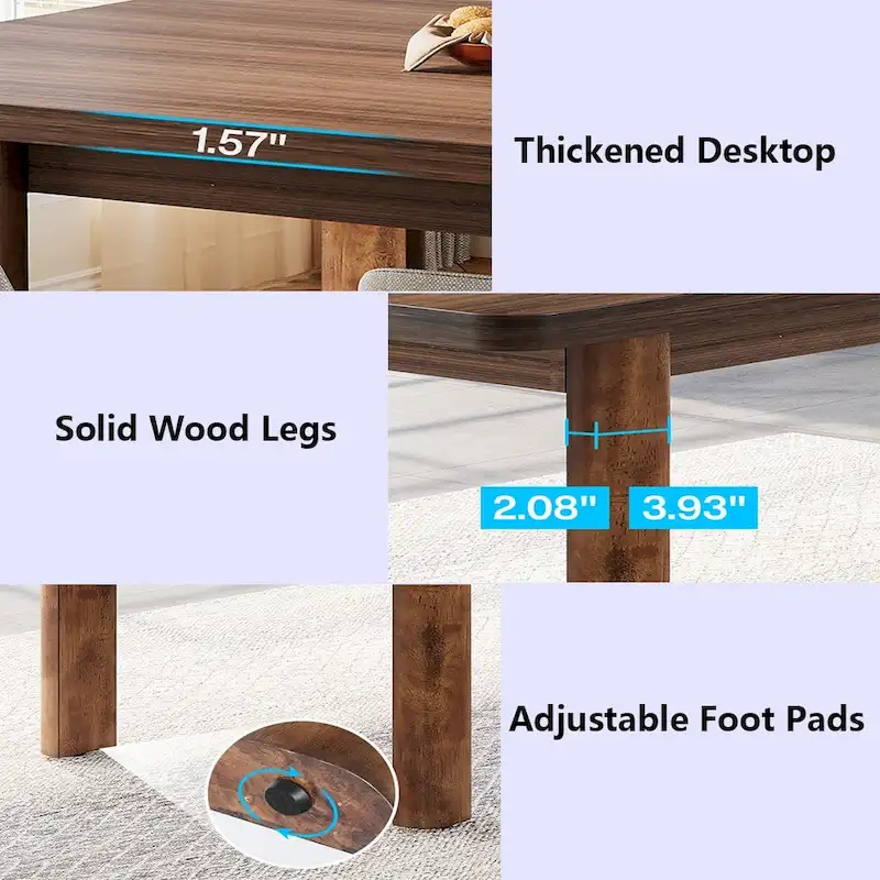 63 Large Office Computer Desk, Executive Desk with Solid Wood Legs