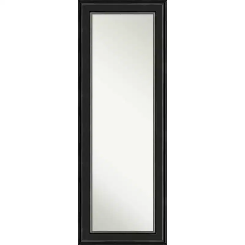20"x54" Non-Beveled Ridge Black Full Length on The Door Mirror - Amanti Art: Over-the-Door, No Assembly Required