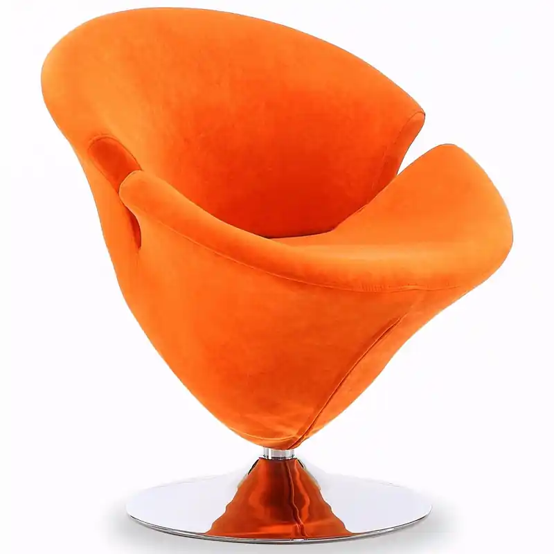 Velvet Swivel Accent Chair with Polished Chrome Tulip Base, Modern Living Room Chair