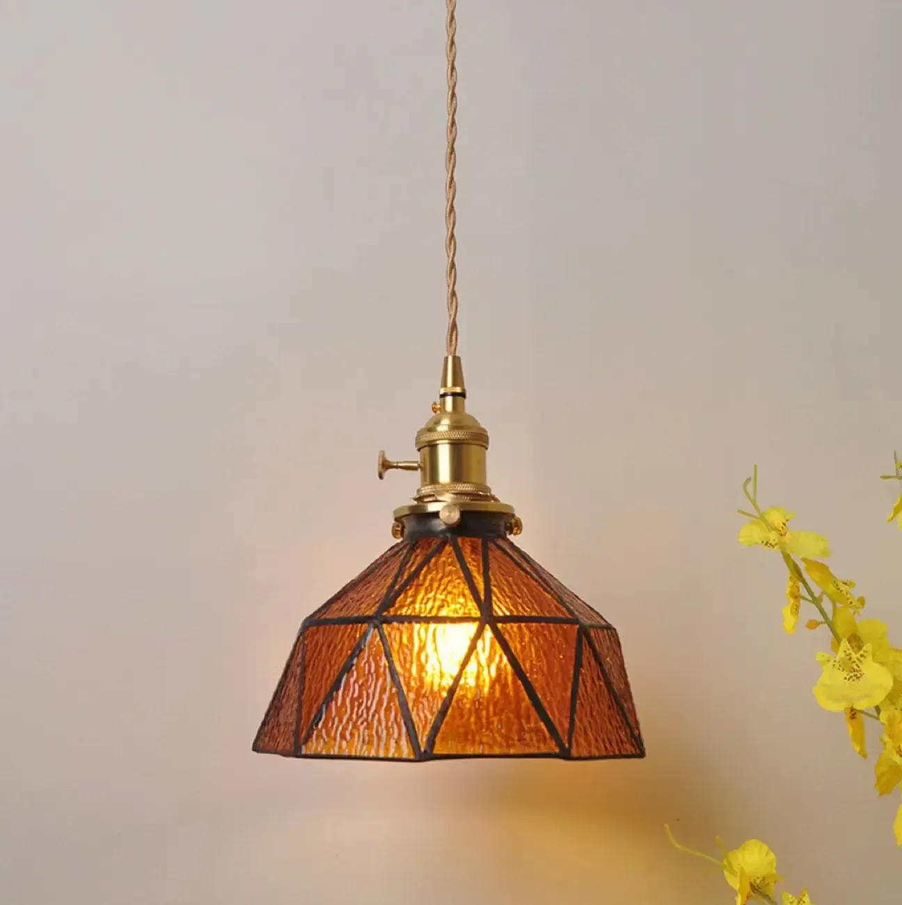 Modern Geometric Glass LED Hanging Pendant Light
