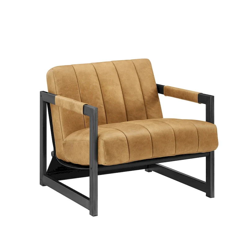 Art Leon Genuine Leather Lounge Accent Arm Chair