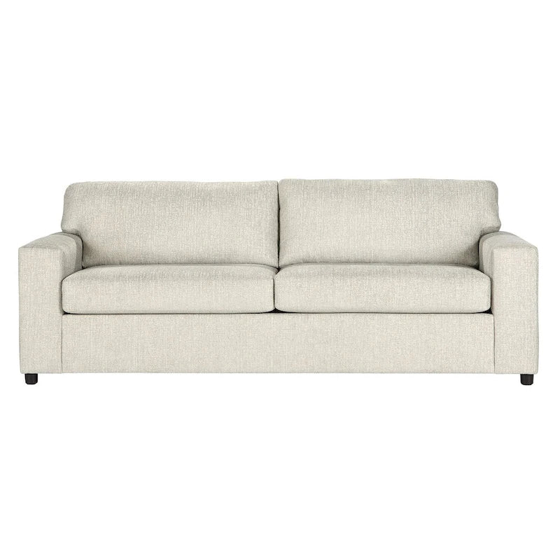 Ash Grey / Blue / Chiffon Natural Transitional Cushion Back Sofa, Seats 3