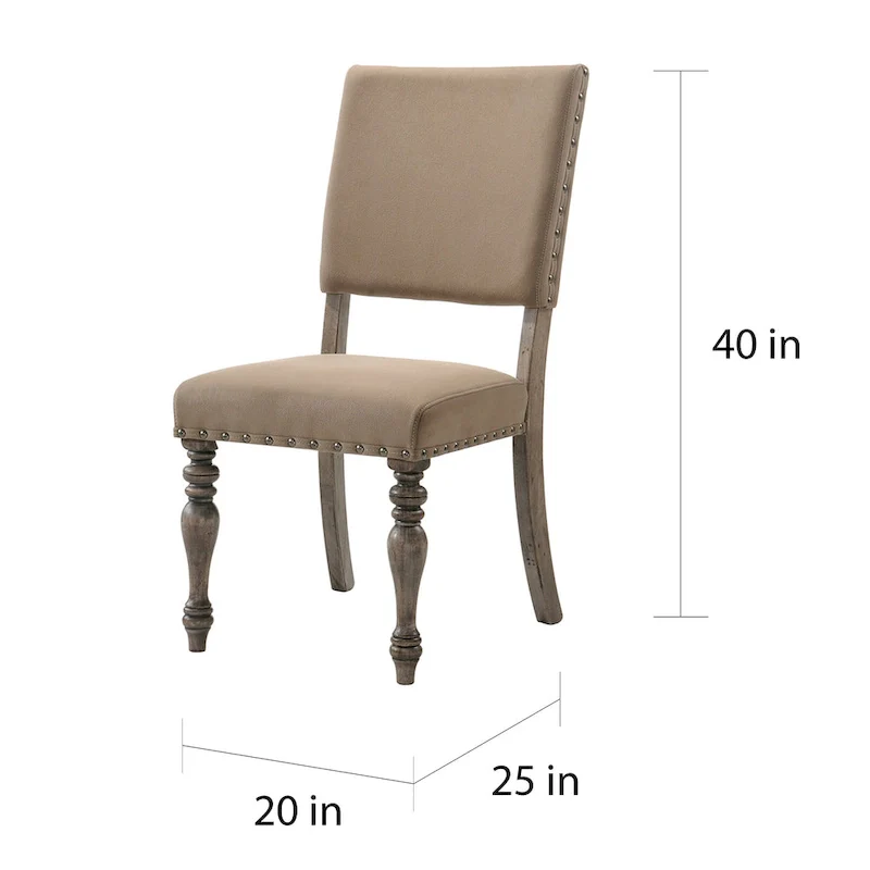 Roundhill Furniture Birmingham Driftwood Table and Nail Head Chair 7-piece Dining Set