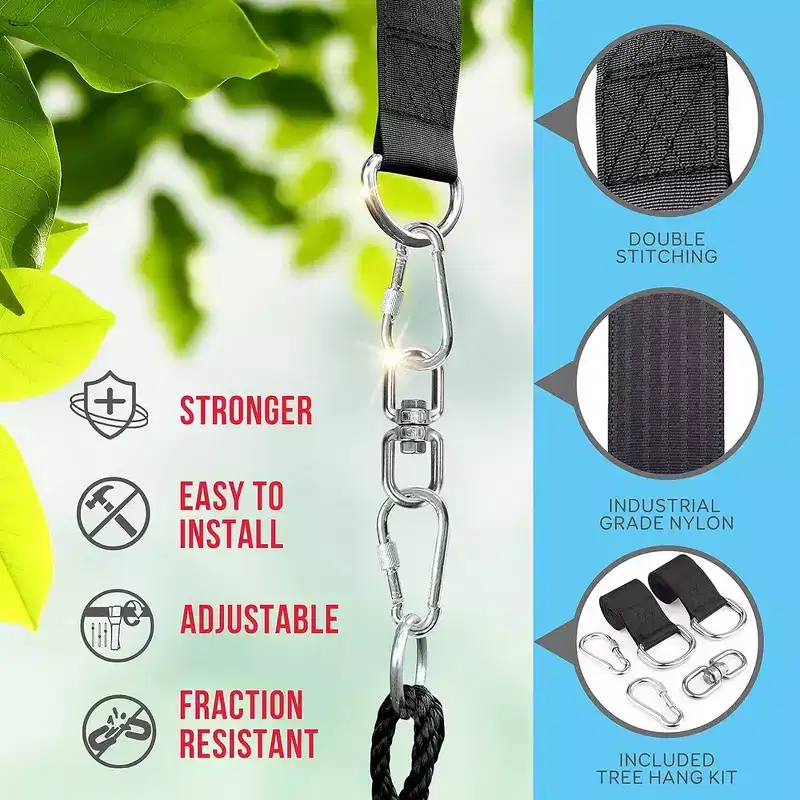 SereneLife Saucer Swing with Hang Kit - Black
