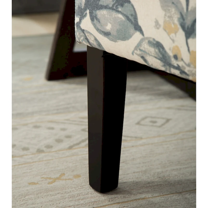 Blue Leaves 29.13  Upholstered Accent Chair with Wood Legs
