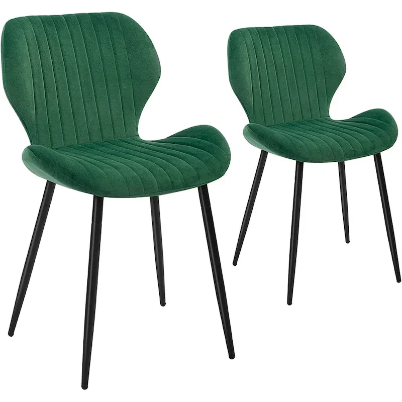 Modern Upholstered Dining Chairs with Metal Legs, Set of 2, Brown