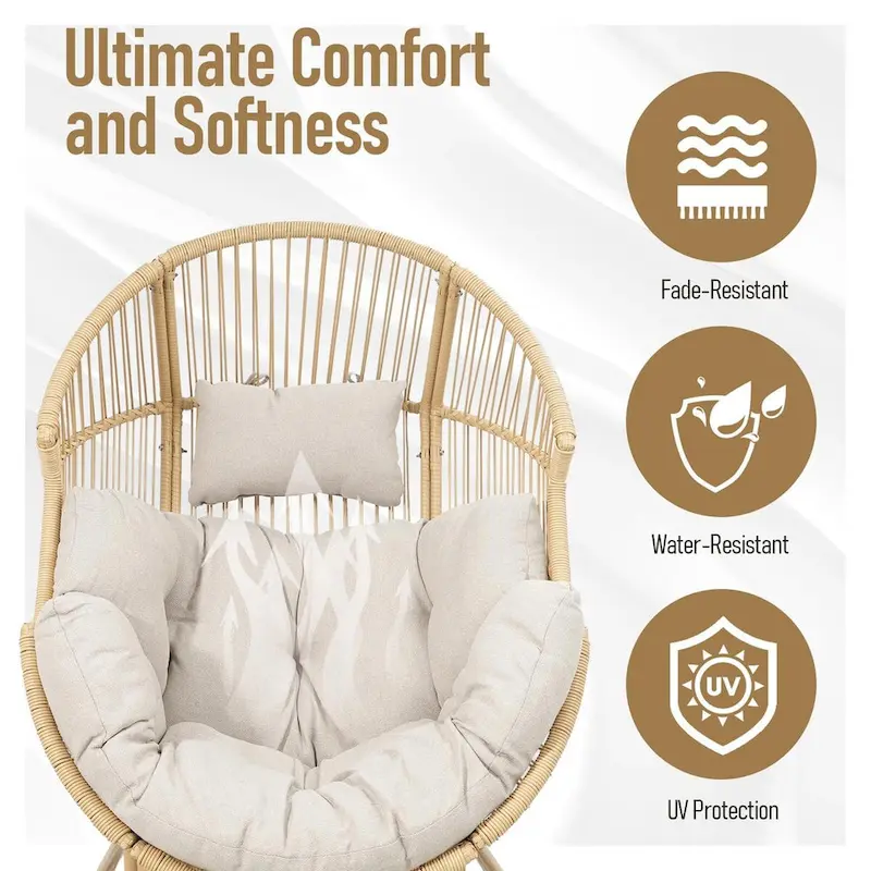 Patio Glider Egg Chair with Ottoman - Yellow