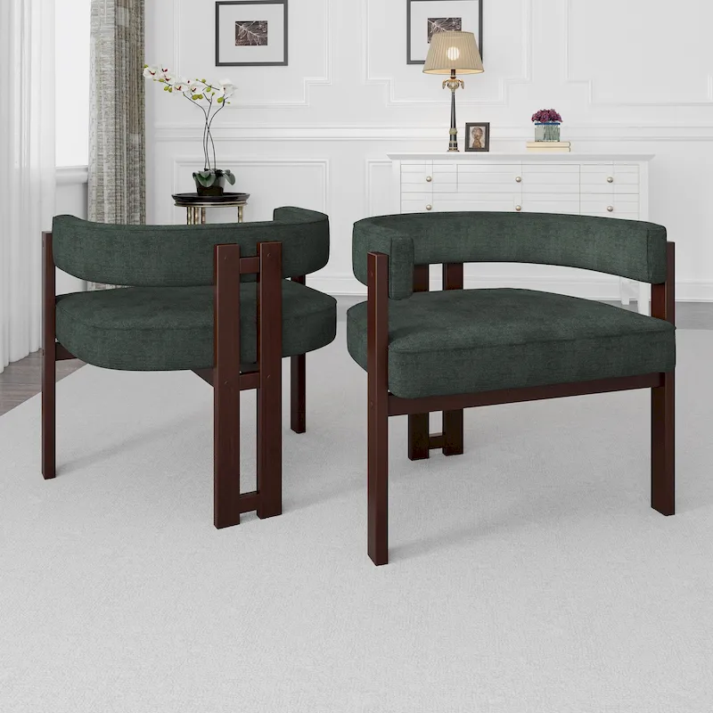 Modern Upholstered Accent Chair with Open Back, Barrel Style