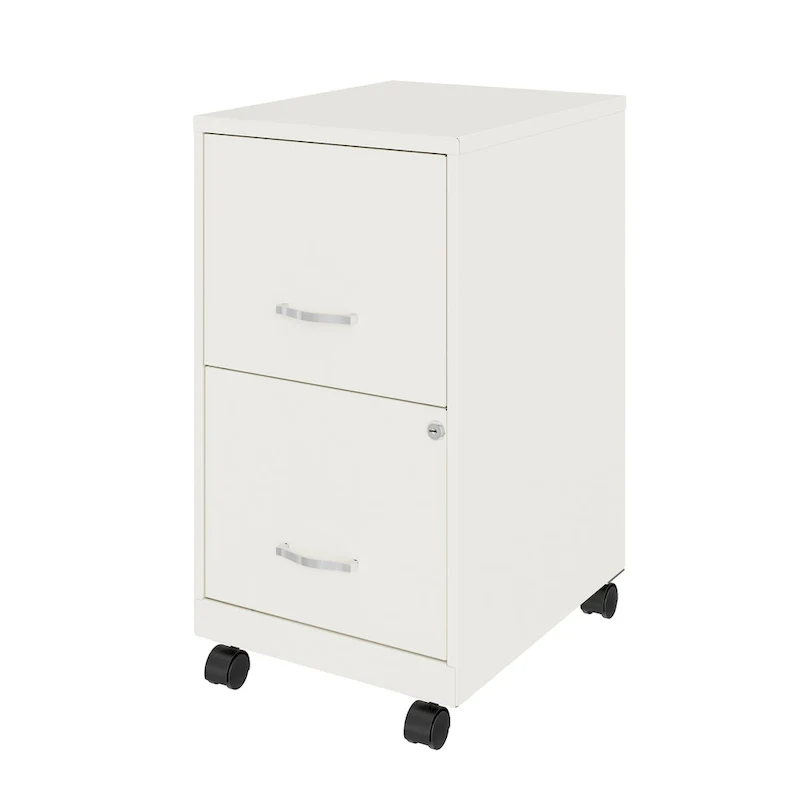 Space Solutions 18  2 Drawer Mobile Vertical File Cabinet, Pearl White