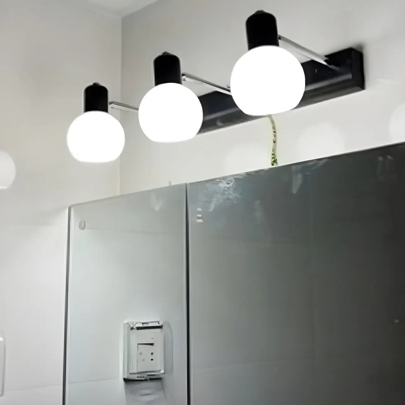 Modern Metal Black Glass Dome Bathroom Vanity Light