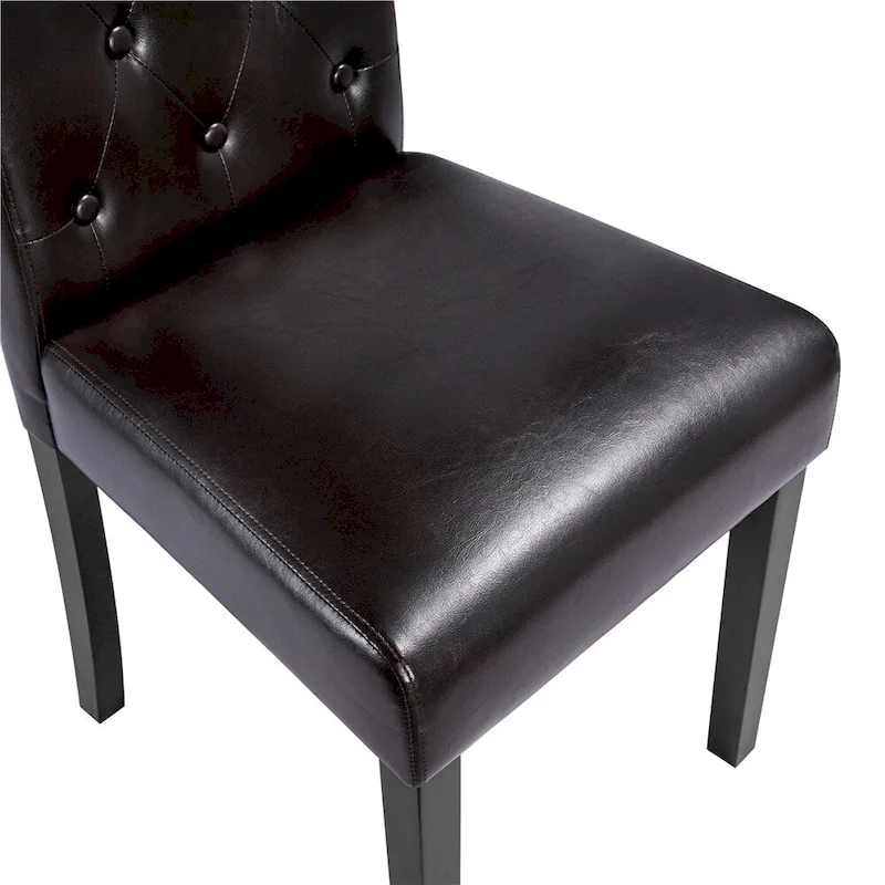 Yaheetech Button Padded Dining Chair with Solid Wood Legs Set of 2 - Set of 2