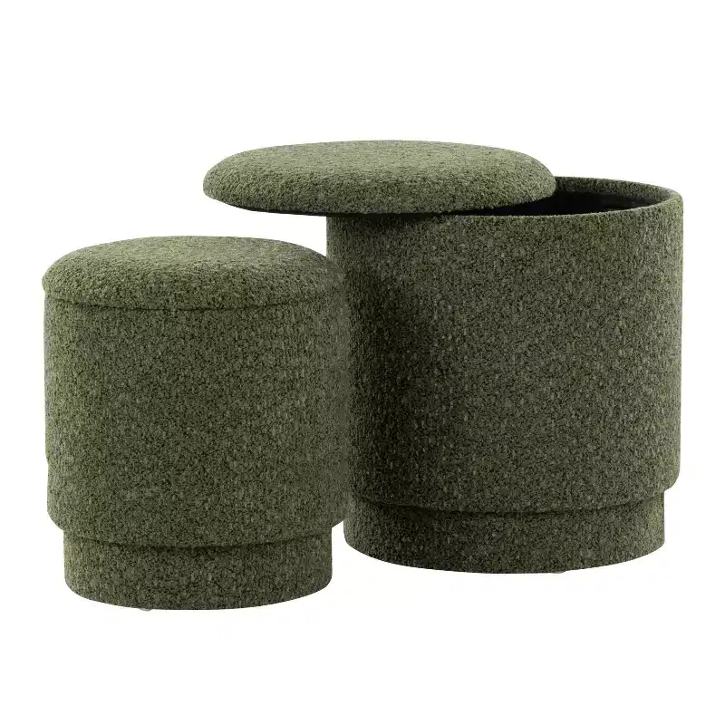 LumiSource Marla Upholstered Ottoman Set Fabric