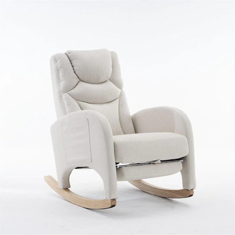 Ergonomic Fabric Nursery Rocking Chair With Adjustable Footrest