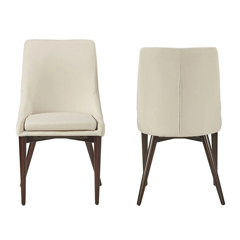 Mid-Century Barrel-Back Linen Dining Chairs with Tapered Legs – Dark Grey / Grey / White