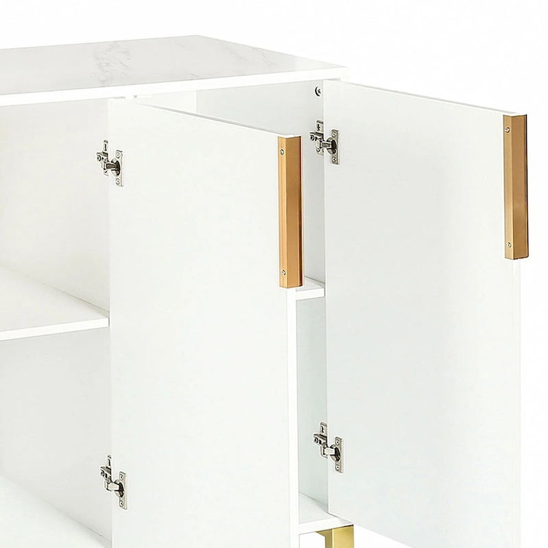 Modern Stylish Freestanding Wooden Sideboard with Imitation Marble Sticker TableTop