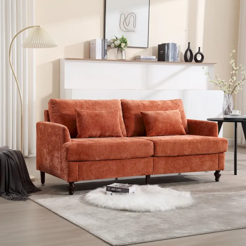 Modern Chenille Fabric Loveseat - 62.68 x 68.90 x 31.89
