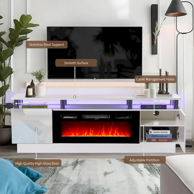 70 Fireplace TV Stand with 36 Electric Fireplace