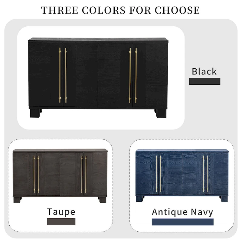 Wood Traditional Style Sideboard with Adjustable Shelves