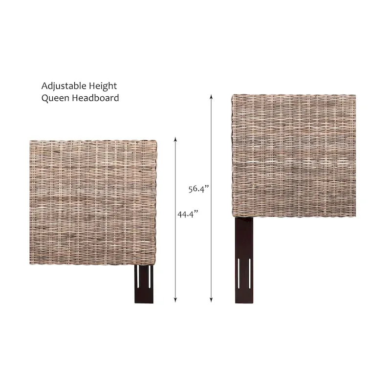 Natural Rattan Woven Adjustable Headboard, Queen/King, 1-Person
