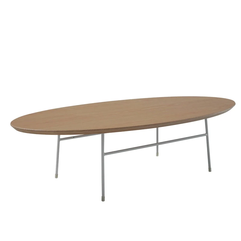 Modern Oval Coffee Table with Steel Frame