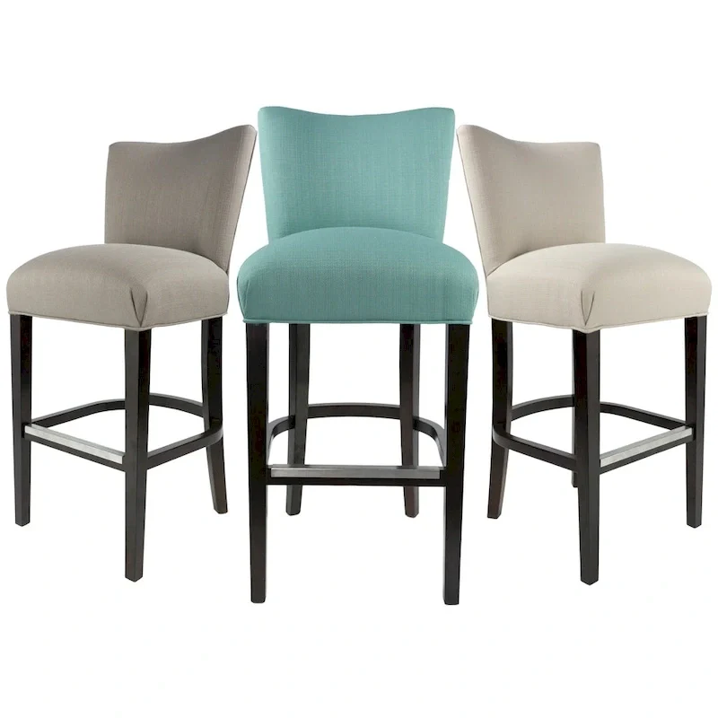 30 Inch Contemporary Aqua Blue Upholstered Bar Stool