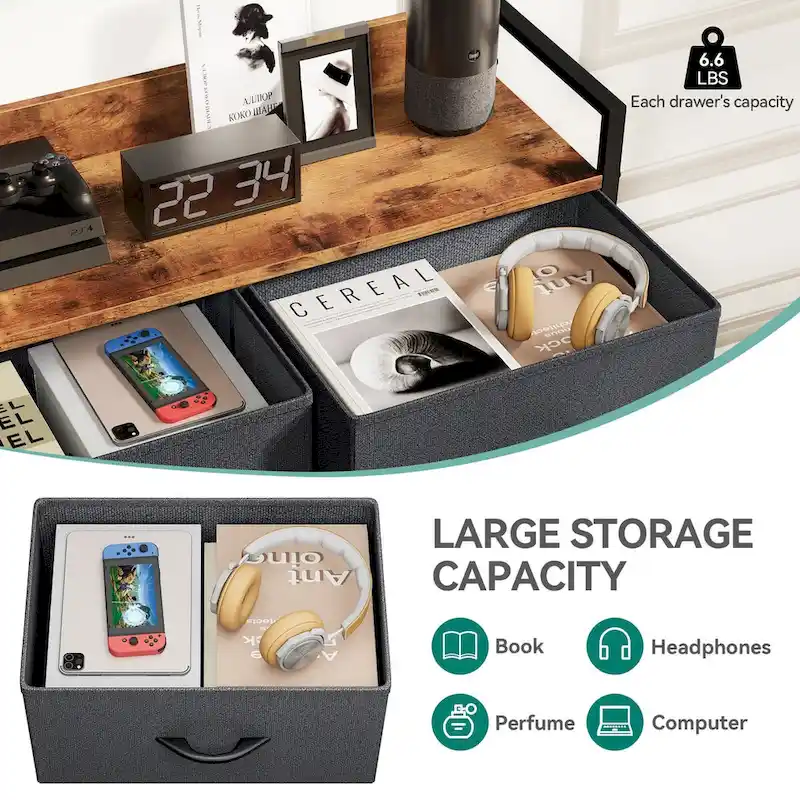 Moasis 7-drawer Dresser Media Console with Charging Station, Shelves