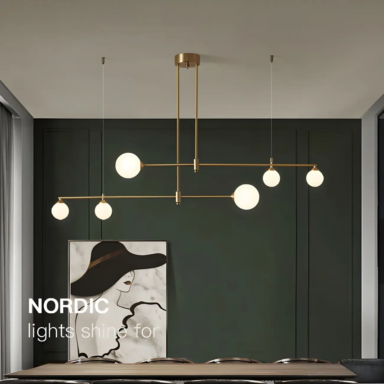 Modern Gold Globe Adjustable Island Pendant Light