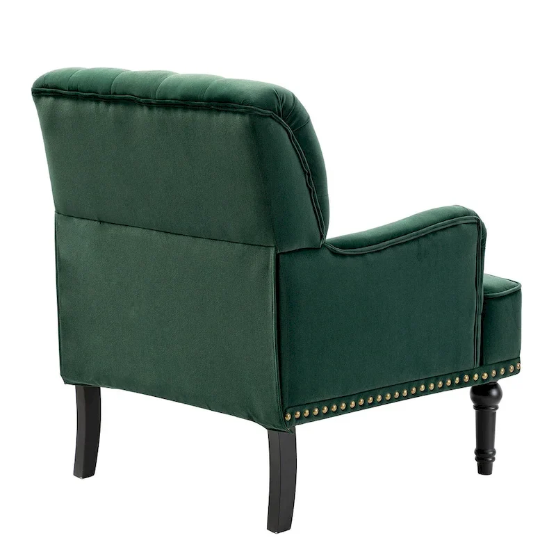 Velvet Button Tufted Accent Chair with Nailhead Trim