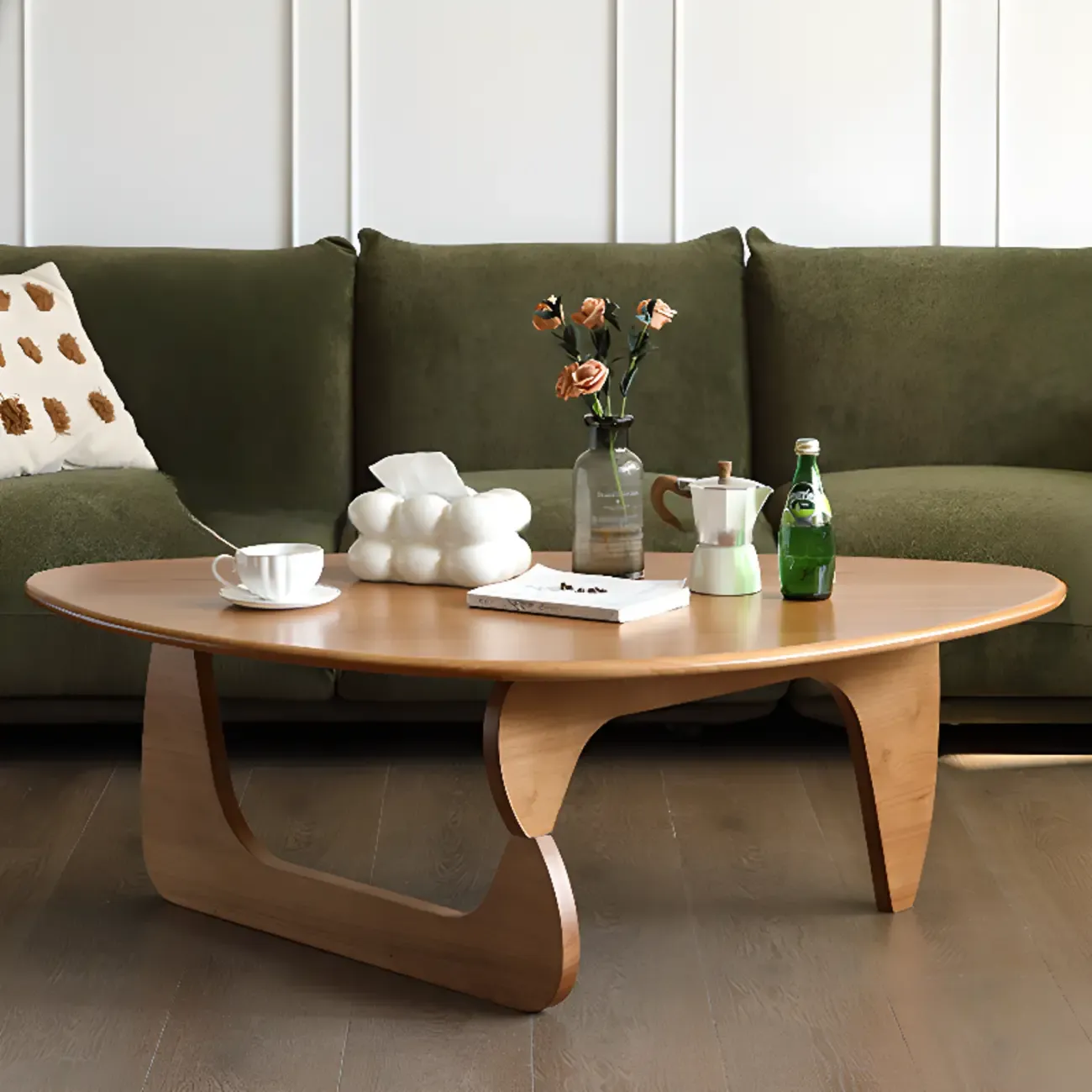 Modern Abstract Wood Triangular Coffee Table