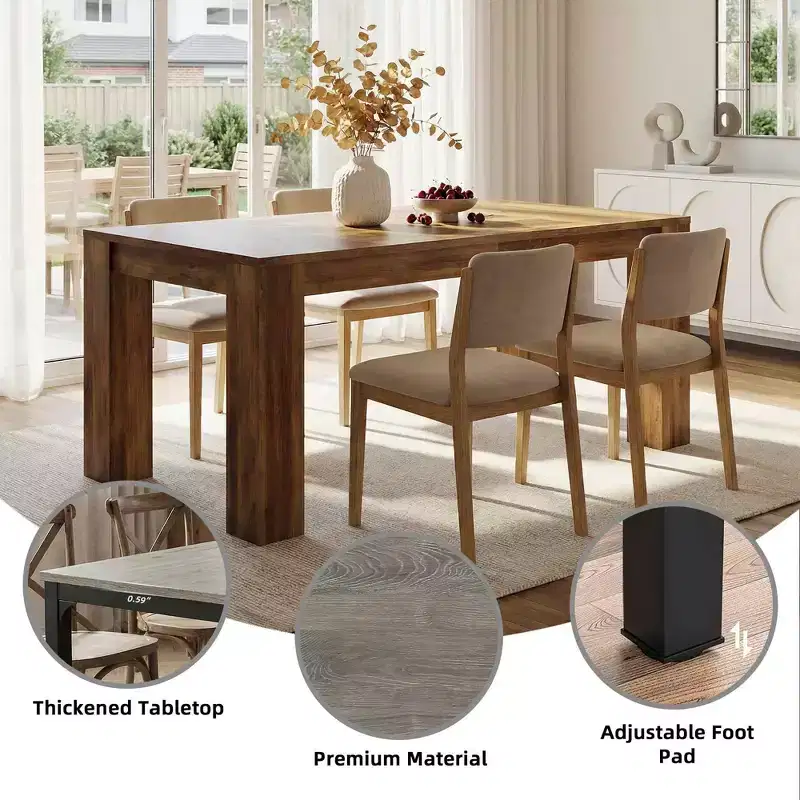 MAYEERTY 78.7 6-8 Person Rustic Dining Table, Waterproof Scratch Resistant Modern Kitchen & Office Table