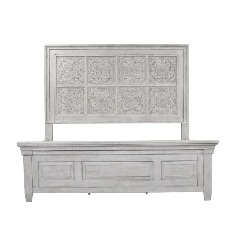 Heartland Antique White Tobacco King Opt Panel Bed