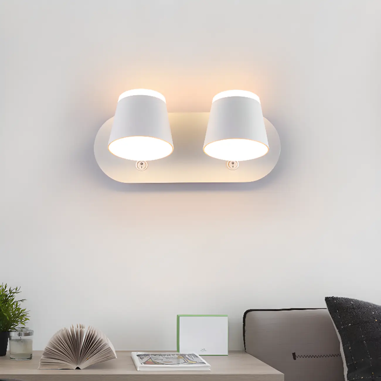 Modern Wall-Mounted Mini White Bathroom Vanity Light Fixture