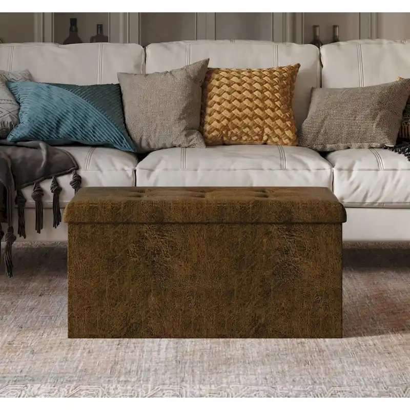 Upholstered Folding Storage Bench