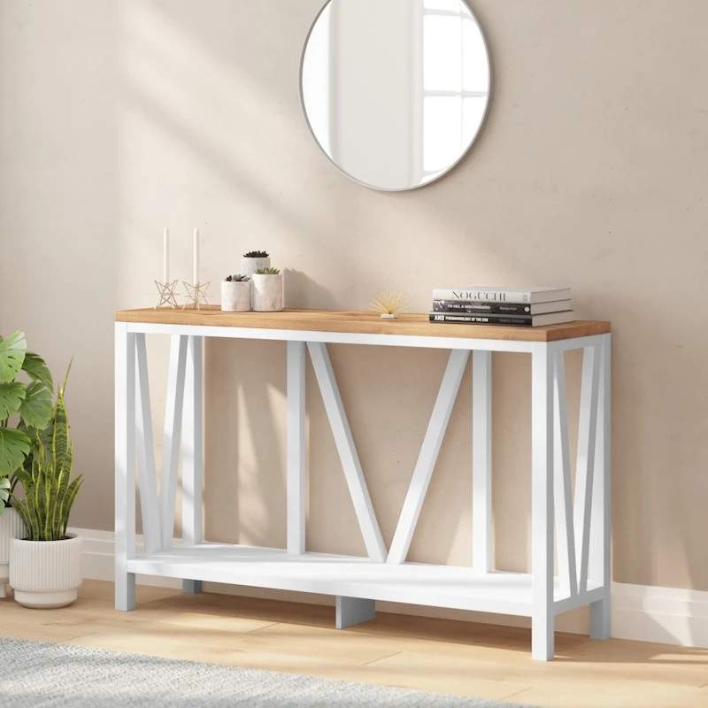 Farmhouse Style Rustic Entryway Console Table