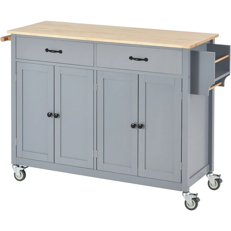 Homestyles Kitchen Island Finish with Wood Top Kitchen Cart