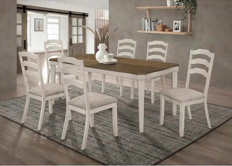 Nutmeg and Rustic Cream 7-Piece Dining Table