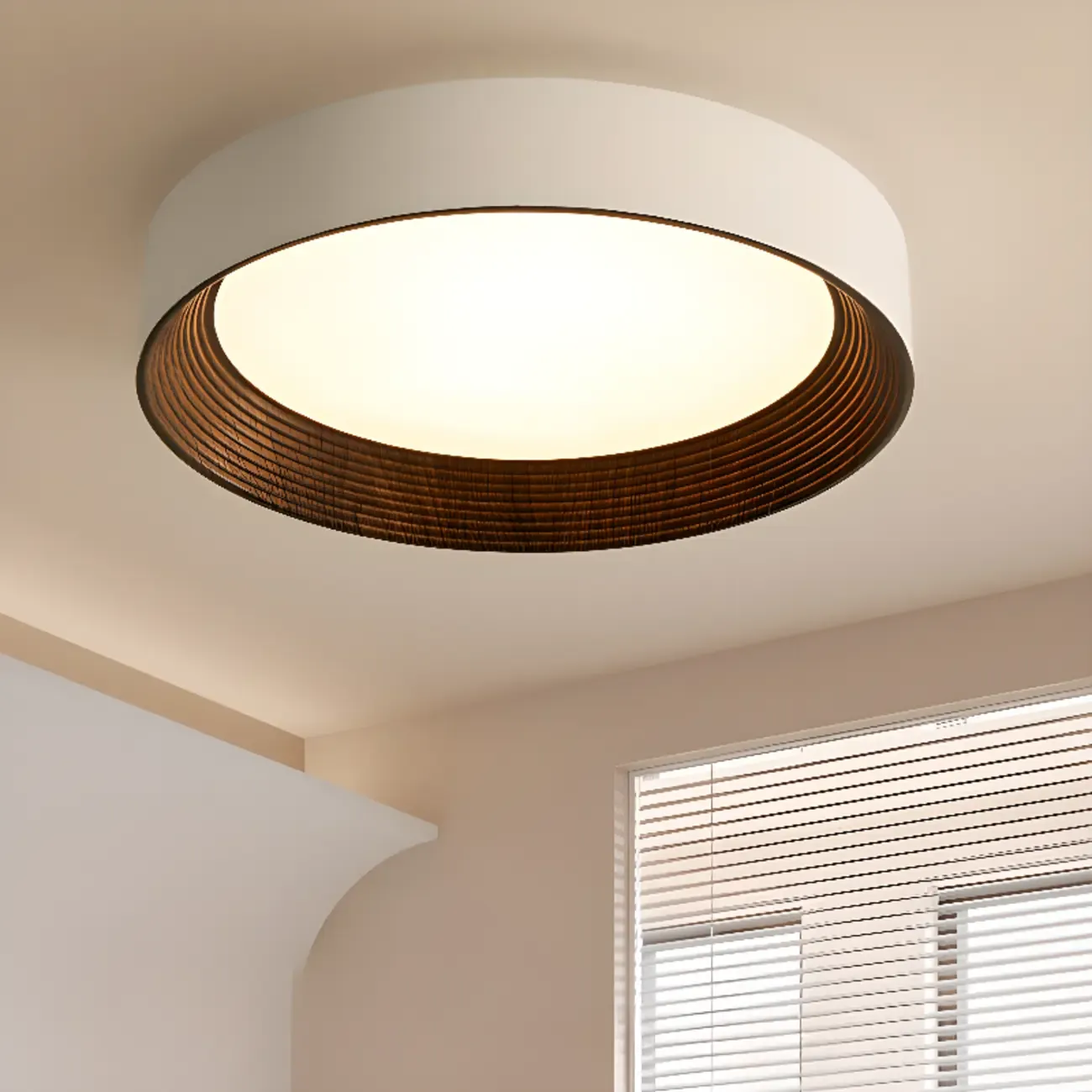 Walnut Round Flush Mount Ceiling Light