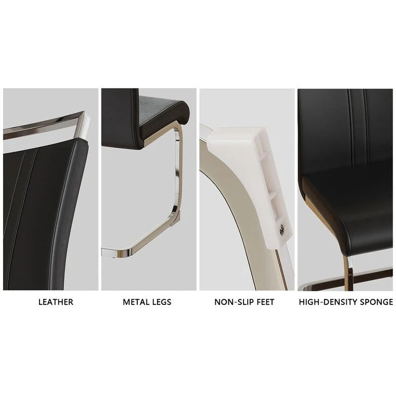 Modern 3-Piece Dining Set with Round Table & 2 High Back C-shaped Tube Chairs