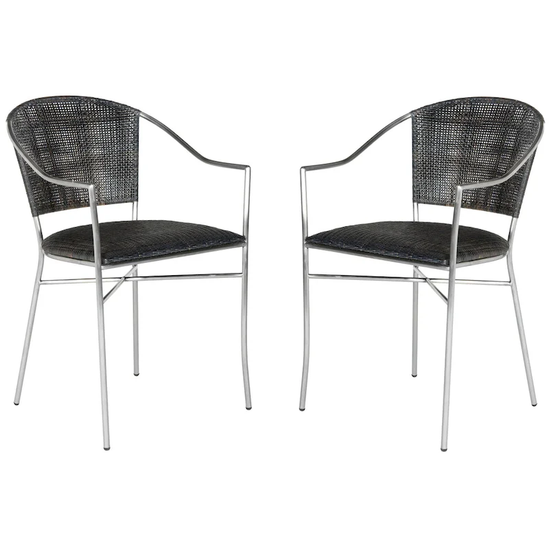 SAFAVIEH Jullieta Black Arm Chair (Set of 2) - 21  W x 22.3  L x 33.5  H - 21Wx22Dx34H